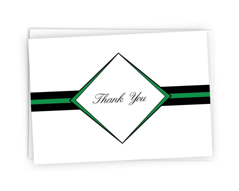 Diamond Thank You Cards - 48 Cards & Envelopes (Green)